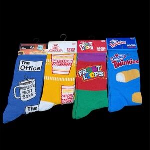 Fun Themed Socks-The Office, Cup Noodles, Froot Loops, Twinkies- pick 1